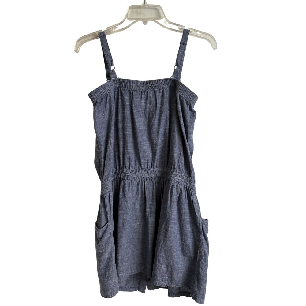 Aerie Blue Chambray Button Front Mini Dress Adjustable Straps Cottagecore Medium - Picture 2 of 10